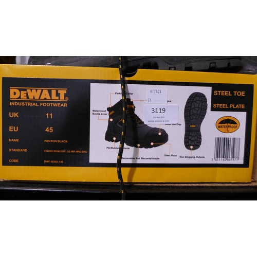 3119 - Pair of men's DeWalt black steel toe cap boots - UK size 11 * this lot is subject to VAT