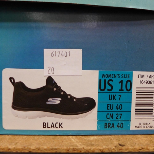 3128 - Pair of women's black Skechers trainers - UK size 7 * this lot is subject to VAT