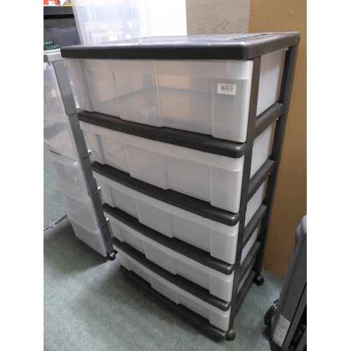 3151 - Plastic 5-drawer storage unit on wheels (Damaged Drawer)