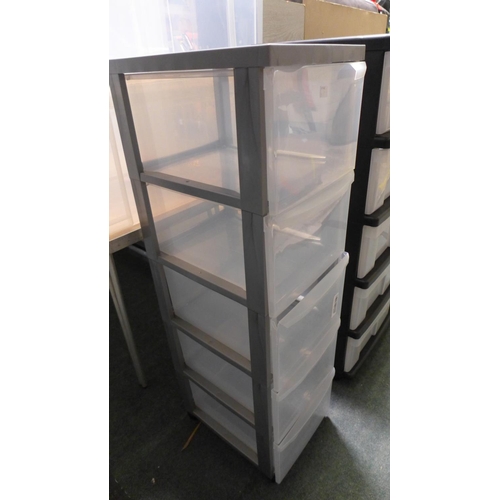 3152 - Plastic 5-drawer storage unit on wheels (Damaged Drawer)