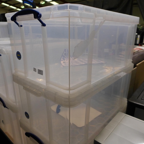 3153 - 3 Really Useful storage boxes (64l capacity each) (Damaged)