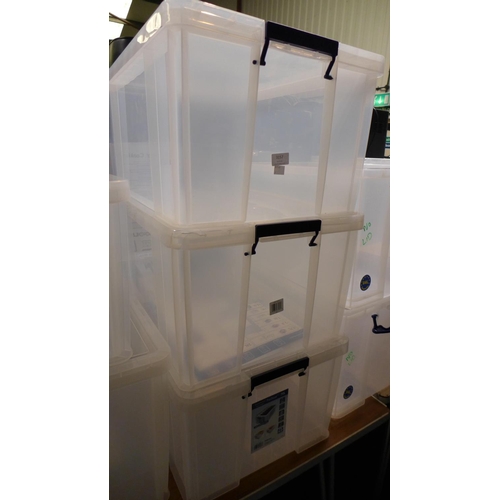 3157 - 3 Pro Store storage boxes (70l capacity each) (Damaged)