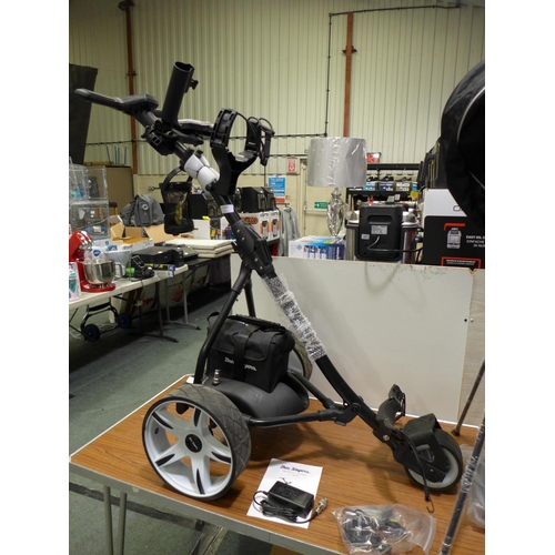 3164 - Ben Sayers Lithium Battery Electric Golf Trolley with charger, accessories and a Ben Sayers M8 blue ... 