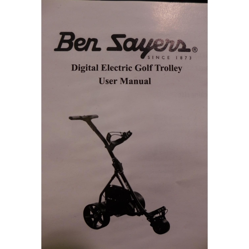 3164 - Ben Sayers Lithium Battery Electric Golf Trolley with charger, accessories and a Ben Sayers M8 blue ... 