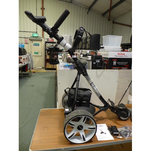 3164 - Ben Sayers Lithium Battery Electric Golf Trolley with charger, accessories and a Ben Sayers M8 blue ... 