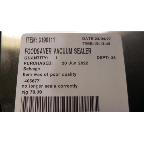 3213 - Foodsaver Vacuum Sealer (model:- VS3190) (291-170) * This lot is subject to VAT