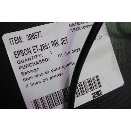 3249 - Epson Ink Jet Printer (model:- ET-2851), original RRP £184.99 + VAT   (291-95) * This lot is subject... 