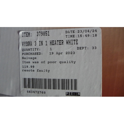 3283 - Vybra 3 In 1 Heater White with Remote, Original RRP £119.99 + vat    (292-306 ) * This lot is subjec... 