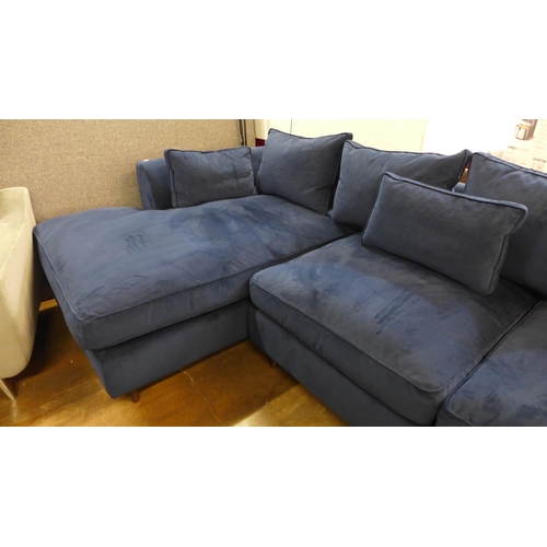 1441 - A Bossa Nova deep ocean velvet LHF corner sofa