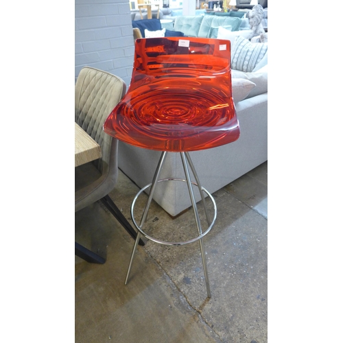 1535 - A red Perspex and chrome bar stool * this lot is subject to VAT