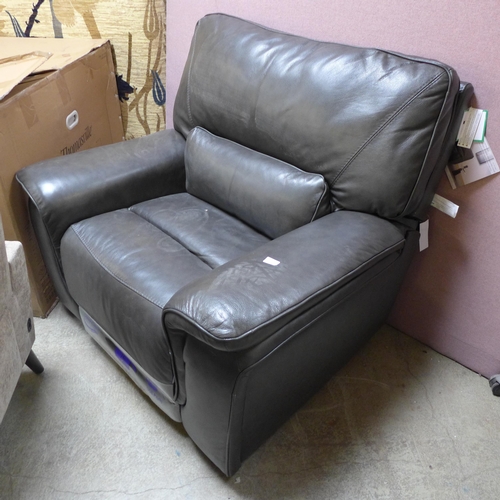 1492 - Maxwell Grey Leather Recliner armchair, original RRP £666.66 + VAT (4165-36)(H 104 x W 115 x D 104 c... 