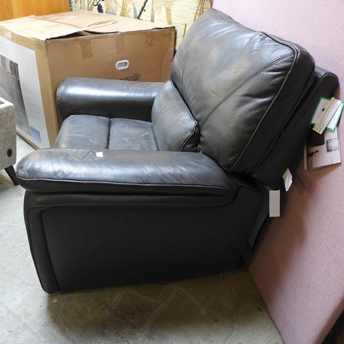 1492 - Maxwell Grey Leather Recliner armchair, original RRP £666.66 + VAT (4165-36)(H 104 x W 115 x D 104 c... 
