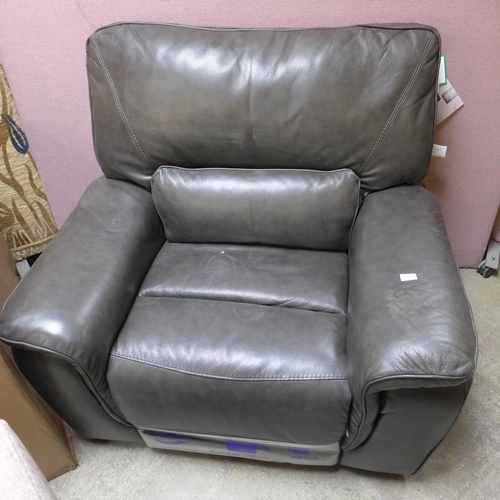 1492 - Maxwell Grey Leather Recliner armchair, original RRP £666.66 + VAT (4165-36)(H 104 x W 115 x D 104 c... 