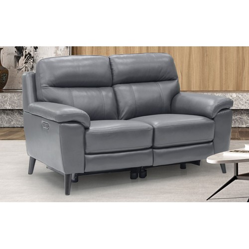 1565 - Grace Grey Leather 2.5 Seater Power Recliner sofa, original RRP £891.66 + VAT (4165-38) (H 100 X W 2... 