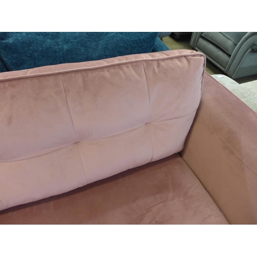 1319 - A rose pink velvet pinched back loveseat