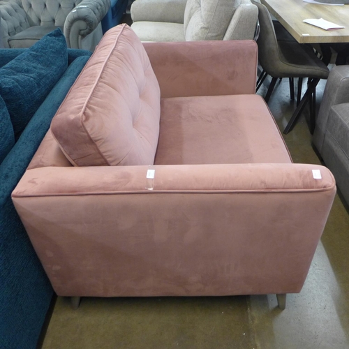 1319 - A rose pink velvet pinched back loveseat