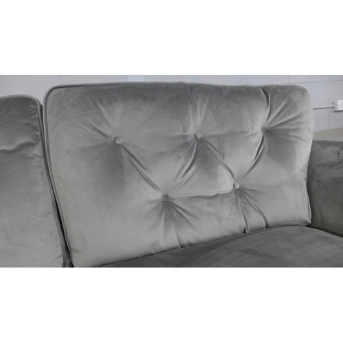 1452 - A Hoxton grey velvet three seater sofa and a pair of armchairs