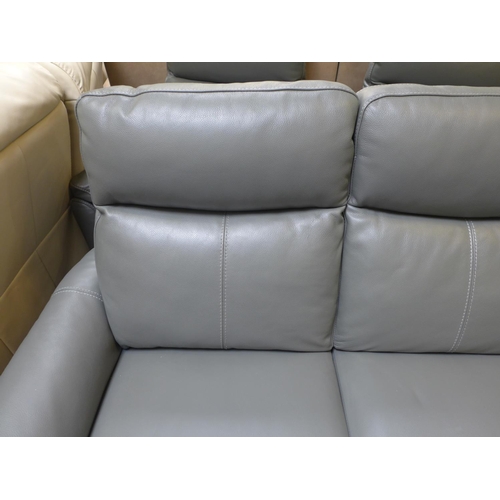 1459 - A Piccolo two seater grey leather sofa and a pair of electric reclining armchairs