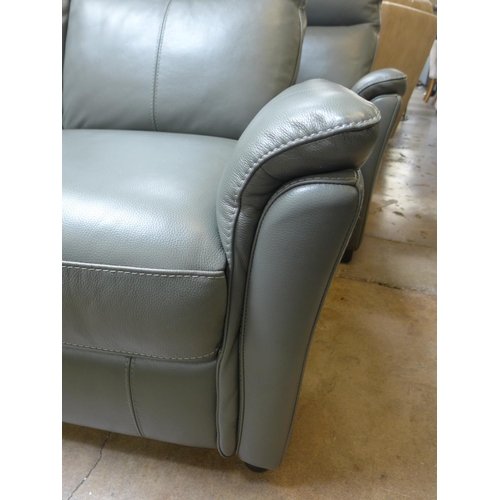 1459 - A Piccolo two seater grey leather sofa and a pair of electric reclining armchairs