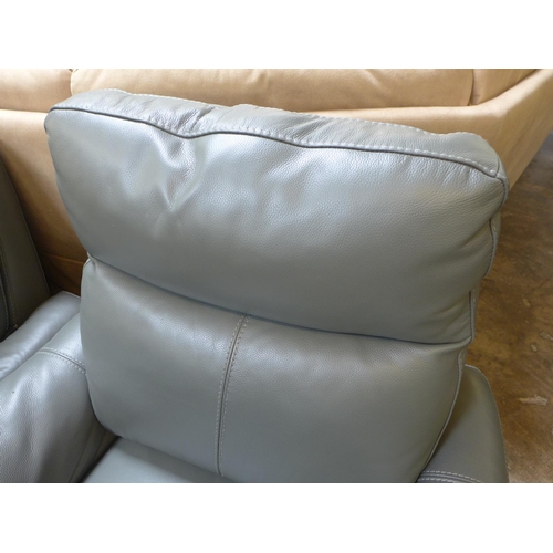 1459 - A Piccolo two seater grey leather sofa and a pair of electric reclining armchairs