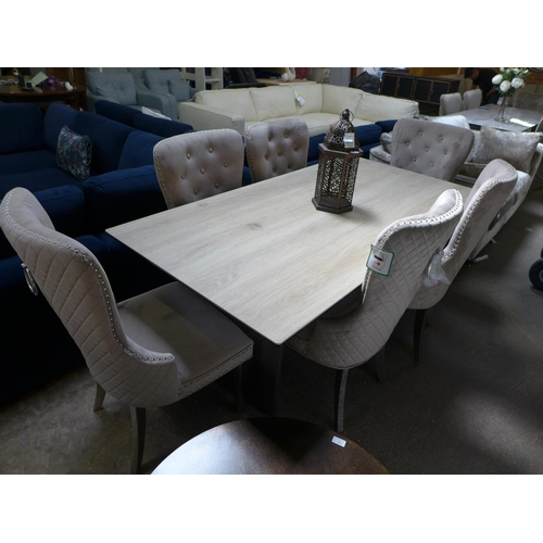 1498 - A ceramic top dining table with a set of six Chelsea taupe dining chairs  *This lot is subject to VA... 