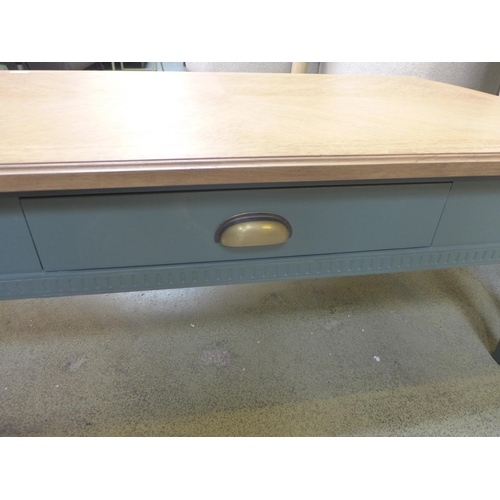 1558 - A blue/grey painted coffee table with wood effect top* this lot is subject to VAT