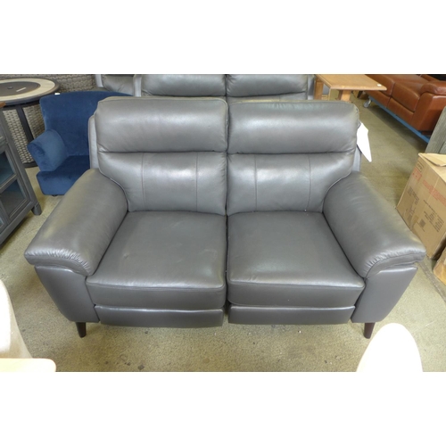 1563 - Grace Grey Leather 2 Seater Power Recliner     , Original RRP £791.66 + vat  (4167-17)   * This lot ... 