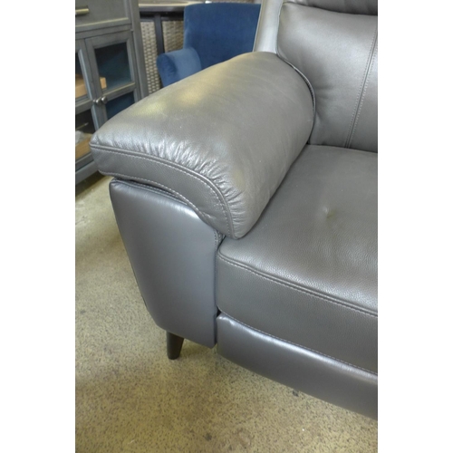 1563 - Grace Grey Leather 2 Seater Power Recliner     , Original RRP £791.66 + vat  (4167-17)   * This lot ... 