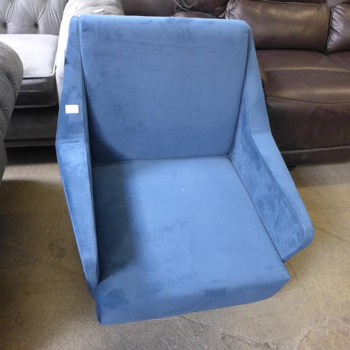 1570 - A small blue velvet side chair