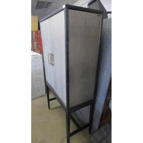 1591 - A black and grey leather effect two door drinks cabinet * this lot is subject to VAT