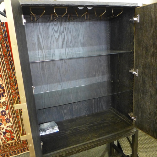 1591 - A black and grey leather effect two door drinks cabinet * this lot is subject to VAT