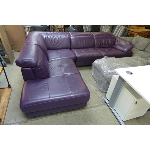 1621 - A purple leather corner sofa