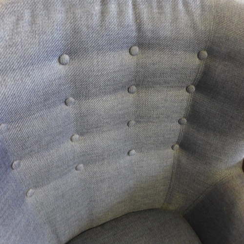 1630 - A blue upholstered button back wing armchair