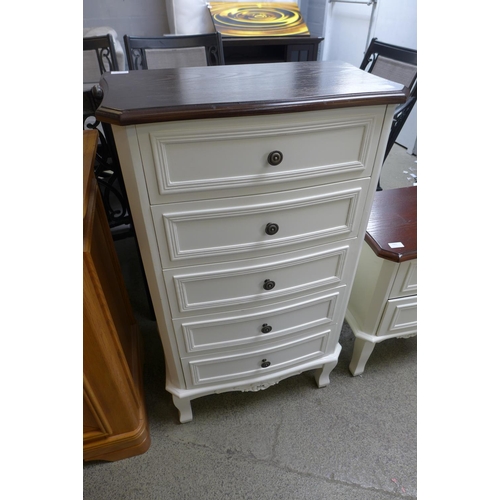 1664 - A five drawer tallboy with contrasting top