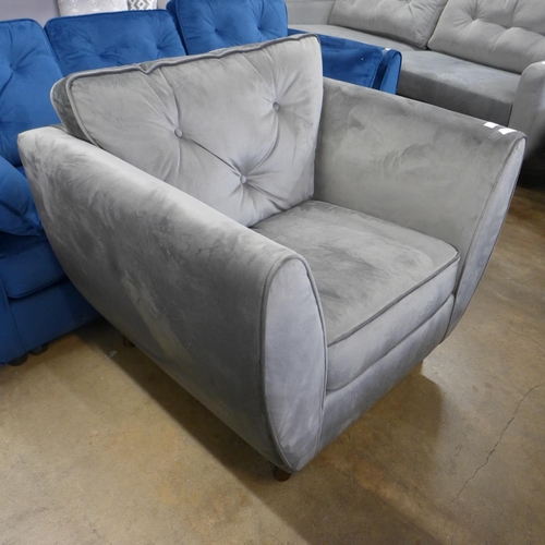 1454 - A Hoxton grey velvet armchair