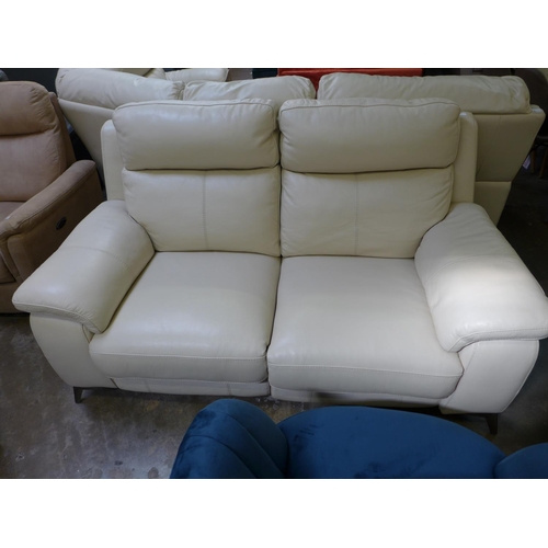 1474 - A Missouri cream leather electric reclining two seater sofa