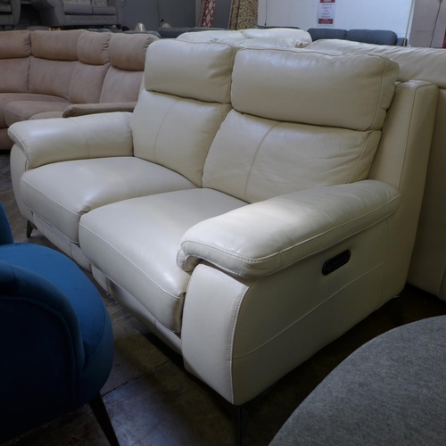 1474 - A Missouri cream leather electric reclining two seater sofa