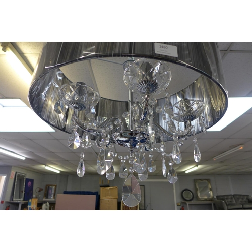 1480 - A five arm chandelier with black shade