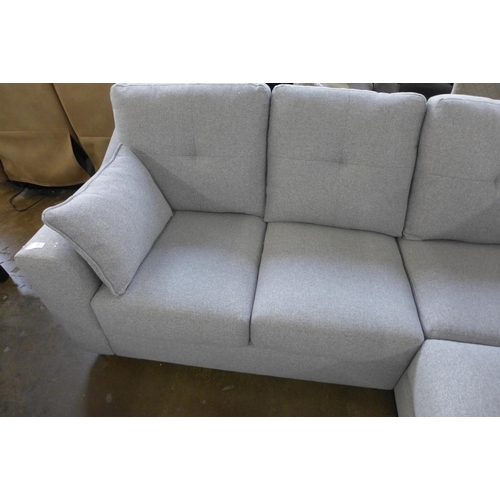 1502 - A small grey textured weave upholstered corner sofa