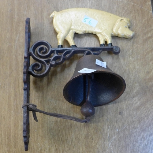 2099 - Pig bell and cockerel bell* this lot is subject to VAT