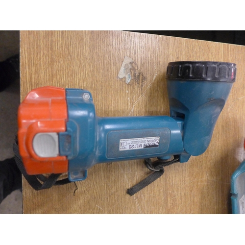 2037 - Makita chainsaw, torch & 2 drills with 3 batteries