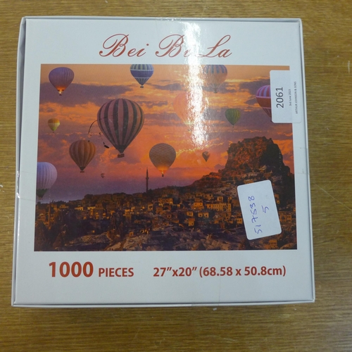 2061 - 3 x 1000 piece jigsaws: Bavarian Castle, Hot Air Balloons over Italy and Monet's Soleil Levant - sea... 