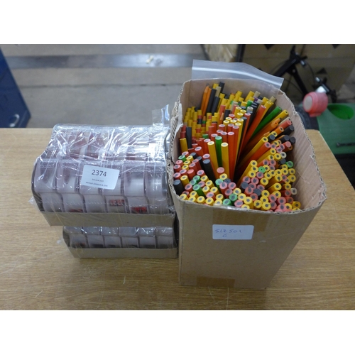 2374 - 24 Rolls of Sellotape in dispensers & box of pencils