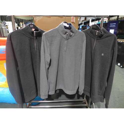 3049 - 3 Men's grey zip-up tops - Ted Baker & Penguin - mixed size * this lot is subject to VAT