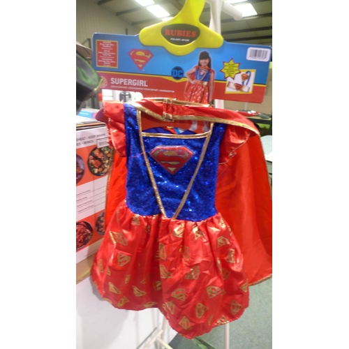 3083 - 2 Girls fancy dress outfits - Batgirl and Supergirl - (both Size: 5 to 6) * this lot is subject to V... 