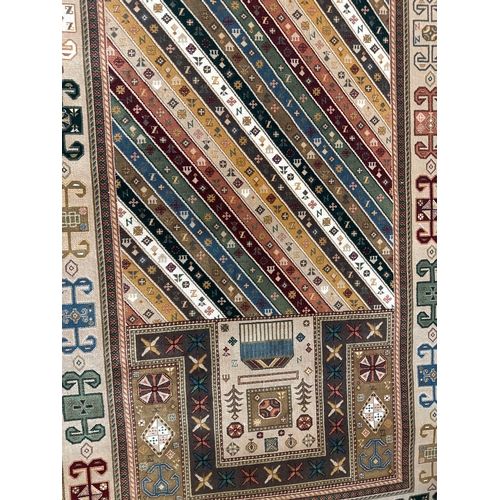 1543 - A fine woven Iranian runner with bespoke pattern and unique colours