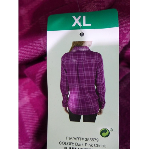 3374 - Box of Jach's Girlfriend dark pink check women's shirts - mixed size * this lot is subject to VAT