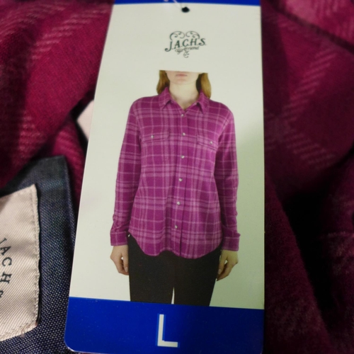 3375 - box of Jach's Girlfriend dark pink check women's shirts - mixed size * this lot is subject to VAT