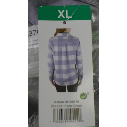 3376 - Box of Jach's Girlfriend purple check women's shirts - mixed size * this lot is subject to VAT