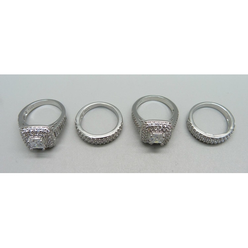 1013 - Four new and unused silver dress rings, stamped S925